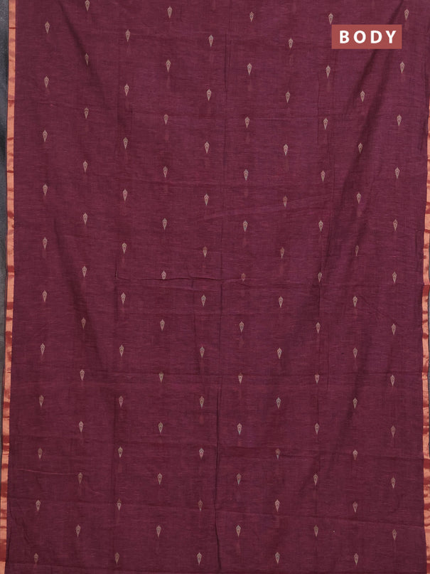 Bengal soft cotton saree mauve pink with allover thread woven buttas and zari woven border