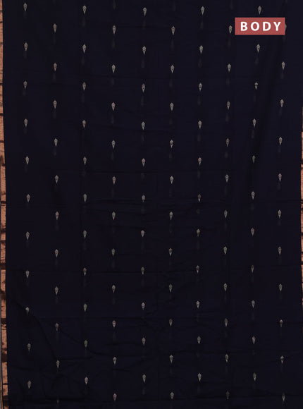 Bengal soft cotton saree navy blue with allover thread woven buttas and zari woven border