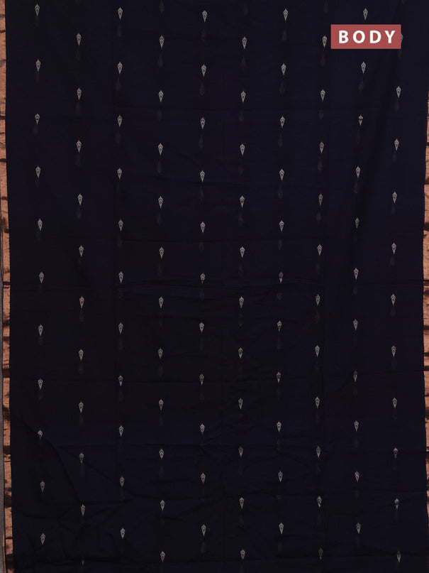 Bengal soft cotton saree navy blue with allover thread woven buttas and zari woven border