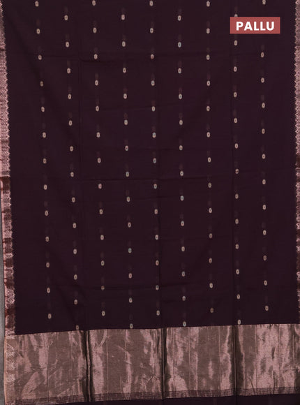 Bengal soft cotton saree deep wine with allover thread woven buttas and temple design zari woven border