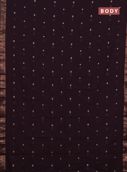 Bengal soft cotton saree deep wine with allover thread woven buttas and copper zari woven border