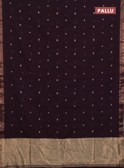 Bengal soft cotton saree deep wine with allover thread woven buttas and copper zari woven border