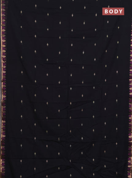 Bengal soft cotton saree black with allover thread woven buttas and thread & zari woven border