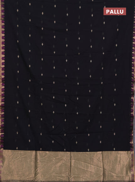 Bengal soft cotton saree black with allover thread woven buttas and thread & zari woven border