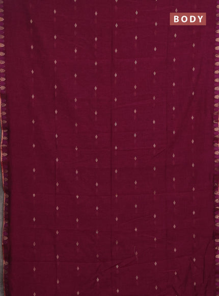 Bengal soft cotton saree magenta pink with allover thread woven buttas and thread & zari woven border