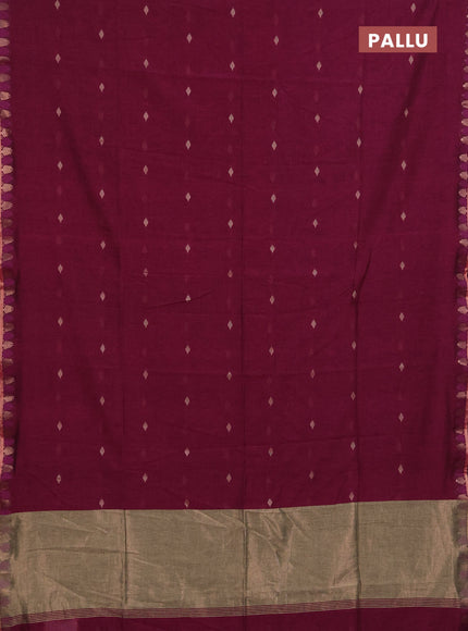 Bengal soft cotton saree magenta pink with allover thread woven buttas and thread & zari woven border