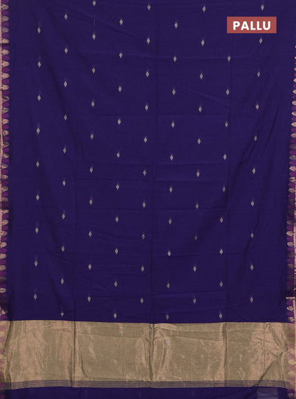Bengal soft cotton saree violet with allover thread woven buttas and thread & zari woven border