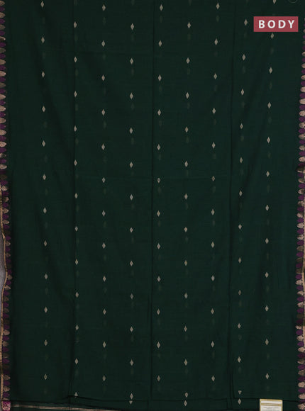 Bengal soft cotton saree green with allover thread woven buttas and thread & zari woven border
