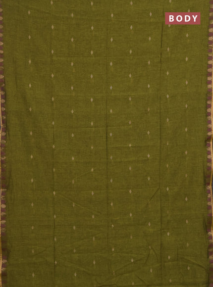 Bengal soft cotton saree light green with allover thread woven buttas and thread & zari woven border