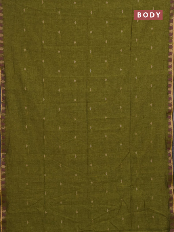 Bengal soft cotton saree light green with allover thread woven buttas and thread & zari woven border