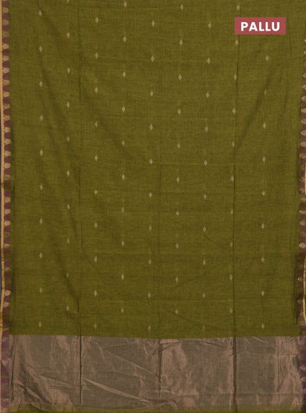 Bengal soft cotton saree light green with allover thread woven buttas and thread & zari woven border