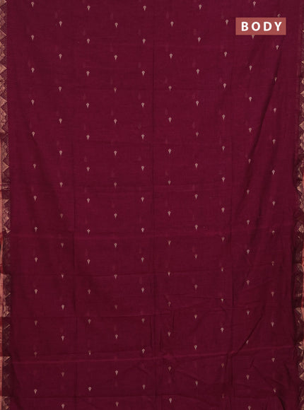 Bengal soft cotton saree magenta pink with allover thread woven buttas and zari woven border