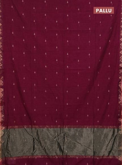 Bengal soft cotton saree magenta pink with allover thread woven buttas and zari woven border