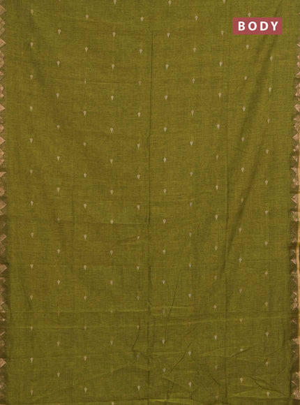 Bengal soft cotton saree light green with allover thread woven buttas and zari woven border