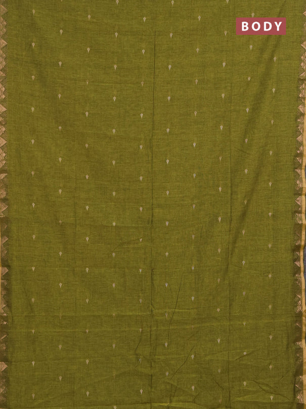 Bengal soft cotton saree light green with allover thread woven buttas and zari woven border