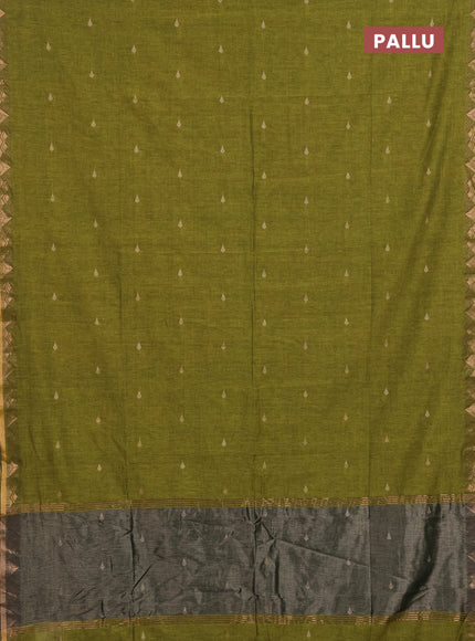Bengal soft cotton saree light green with allover thread woven buttas and zari woven border