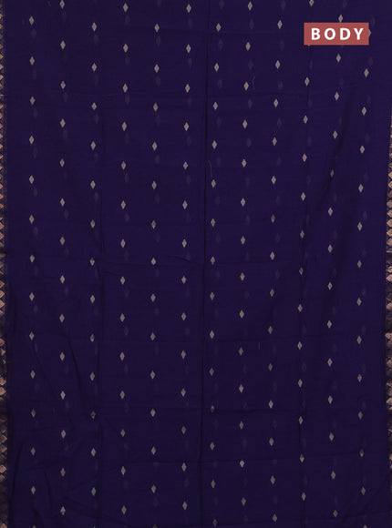 Bengal soft cotton saree violet with allover thread woven buttas and copper zari wove border