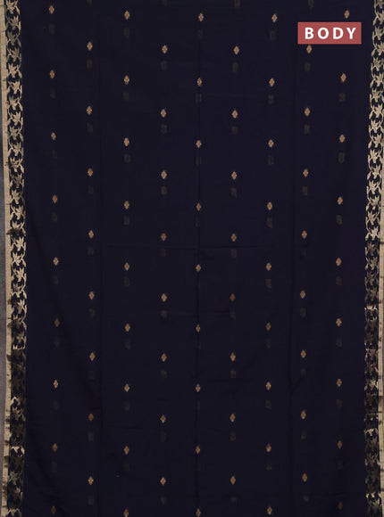 Bengal soft cotton saree navy blue with allover thread woven buttas and zari woven border