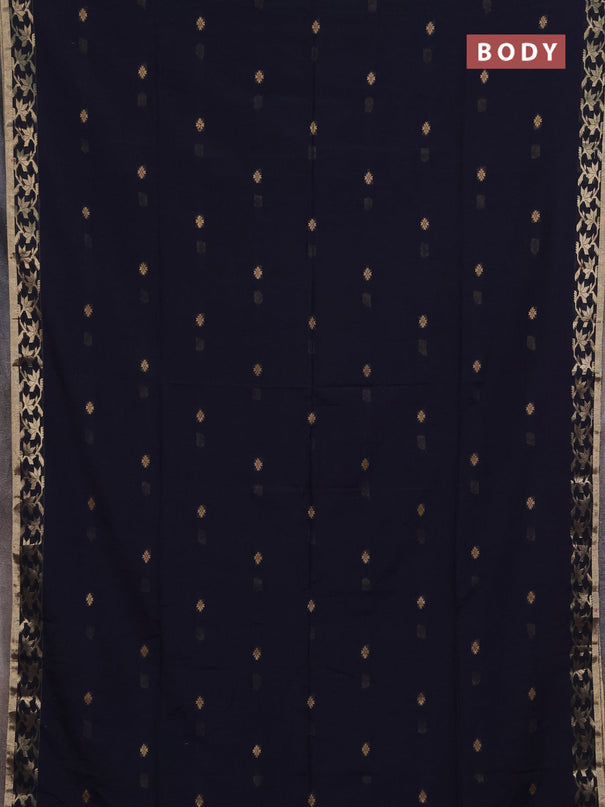 Bengal soft cotton saree navy blue with allover thread woven buttas and zari woven border