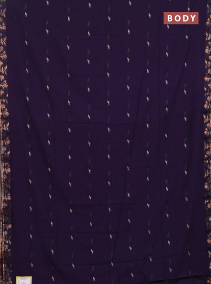 Bengal soft cotton saree violet with allover thread woven buttas and copper zari woven border