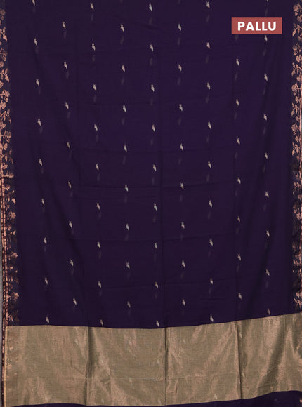 Bengal soft cotton saree violet with allover thread woven buttas and copper zari woven border