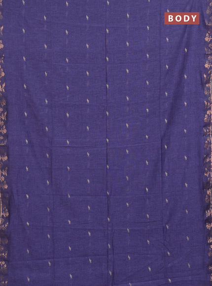 Bengal soft cotton saree pastel violet with allover thread woven buttas and copper zari woven border