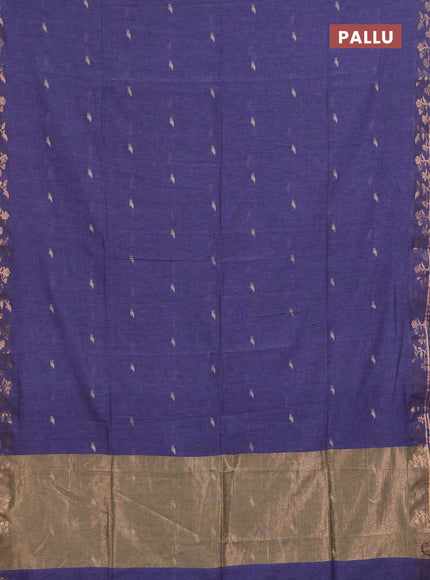 Bengal soft cotton saree pastel violet with allover thread woven buttas and copper zari woven border