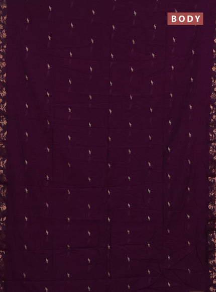 Bengal soft cotton saree purple with allover thread woven buttas and copper zari woven border