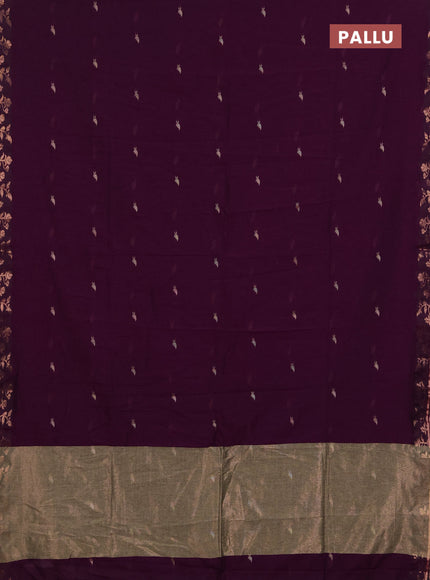 Bengal soft cotton saree purple with allover thread woven buttas and copper zari woven border