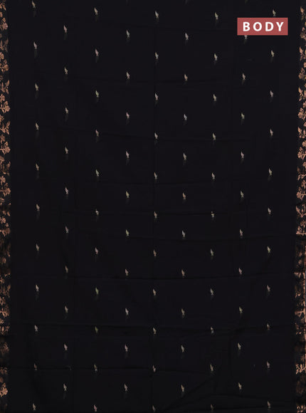 Bengal soft cotton saree black with allover thread woven buttas and copper zari woven border
