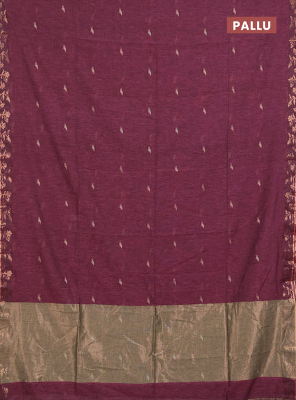 Bengal soft cotton saree mauve pink with allover thread woven buttas and copper zari woven border