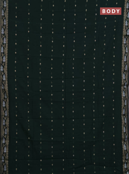 Bengal soft cotton saree bottle green with allover thread woven buttas and thread woven border