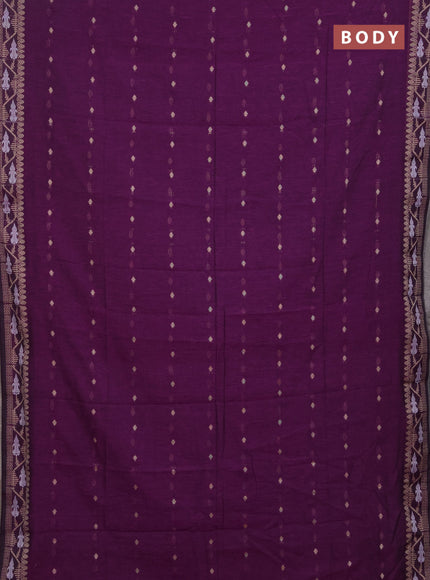 Bengal soft cotton saree purple with allover thread woven buttas and thread woven border