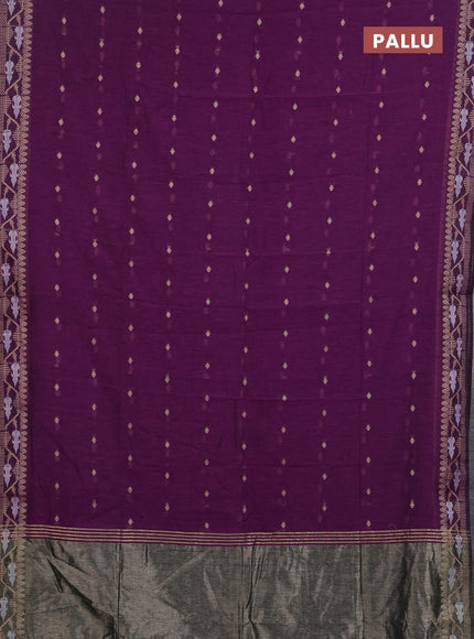 Bengal soft cotton saree purple with allover thread woven buttas and thread woven border