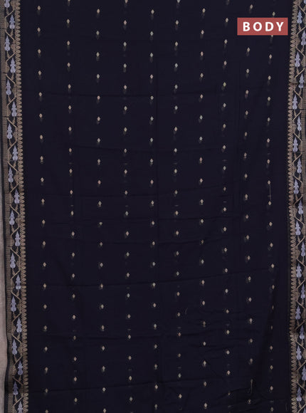 Bengal soft cotton saree navy blue with allover thread woven buttas and thread woven border