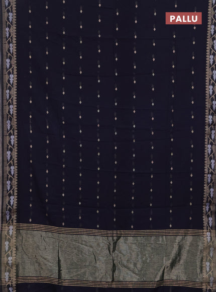 Bengal soft cotton saree navy blue with allover thread woven buttas and thread woven border