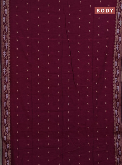 Bengal soft cotton saree magenta pink with allover thread woven buttas and thread woven border
