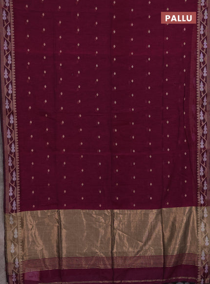 Bengal soft cotton saree magenta pink with allover thread woven buttas and thread woven border