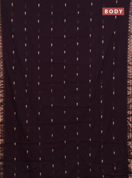 Bengal soft cotton saree deep wine with allover thread woven buttas and copper zari woven border