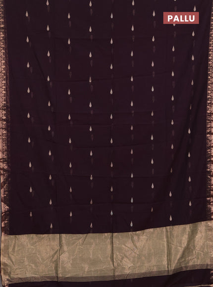Bengal soft cotton saree deep wine with allover thread woven buttas and copper zari woven border
