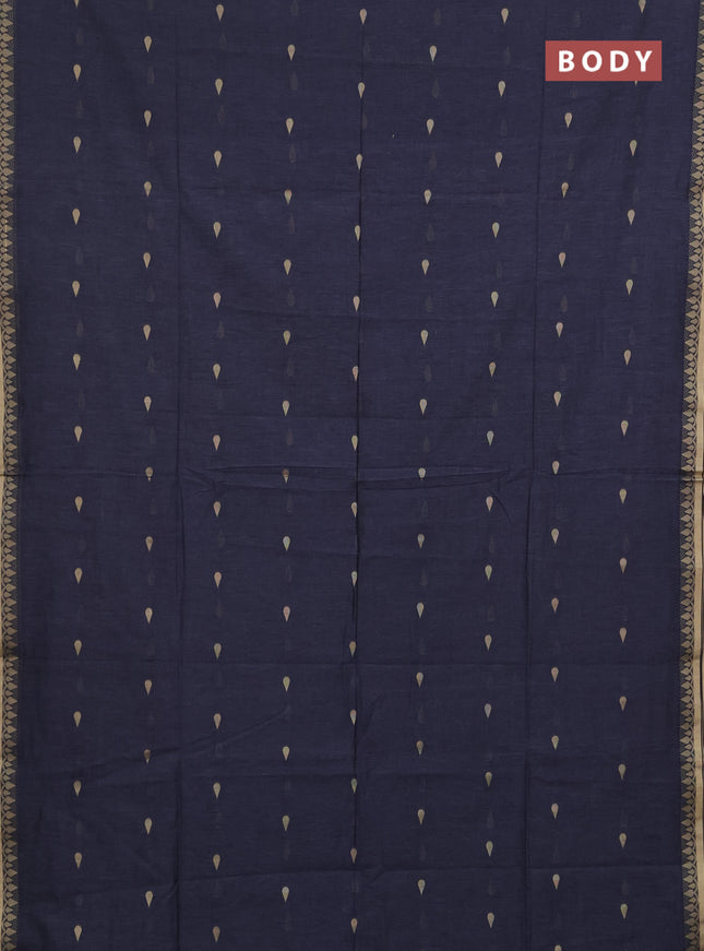Bengal soft cotton saree grey with allover thread woven buttas and thread woven border