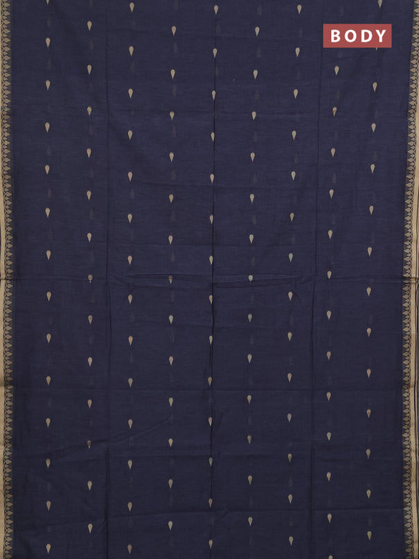 Bengal soft cotton saree grey with allover thread woven buttas and thread woven border