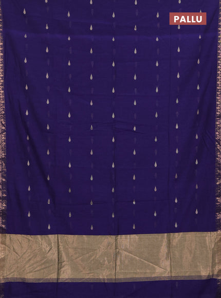 Bengal soft cotton saree violet with allover thread woven buttas and zari woven border