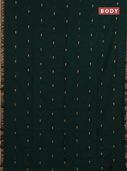 Bengal soft cotton saree bottel green with allover thread woven buttas and zari woven border