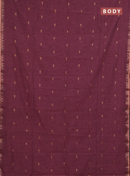 Bengal soft cotton saree mauve pink with allover thread woven buttas and zari woven border