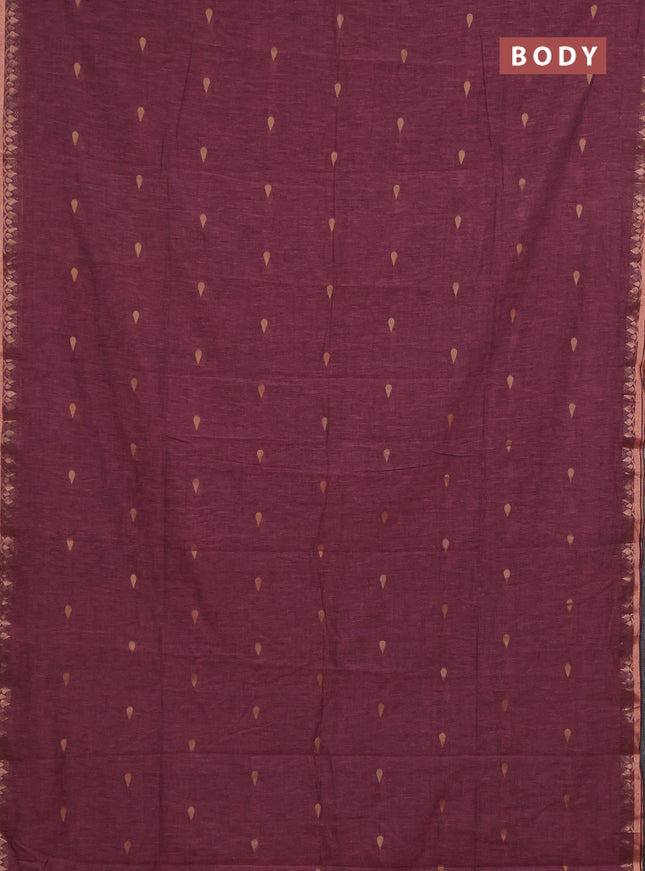 Bengal soft cotton saree mauve pink with allover thread woven buttas and zari woven border