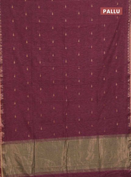 Bengal soft cotton saree mauve pink with allover thread woven buttas and zari woven border