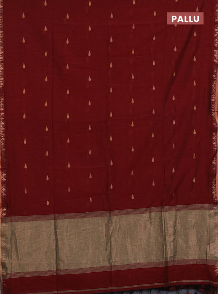 Bengal soft cotton saree maroon with allover thread woven buttas and zari woven border