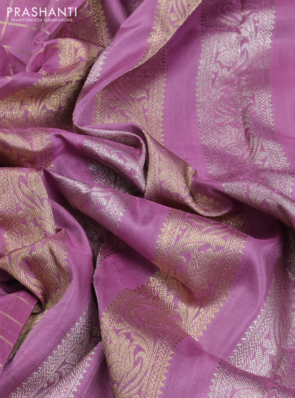 Venkatagiri silk saree pastel purple with allover zari checks & buttas and zari woven butta border