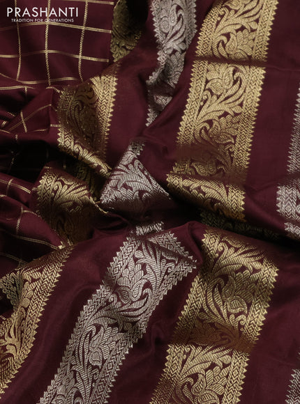 Venkatagiri silk saree coffee brown with allover zari checks & buttas and zari woven butta border